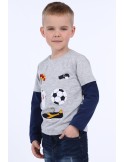 Bluza baiat cu motiv fotbal, gri deschis NDZ9092 - Magazin online - Boutique